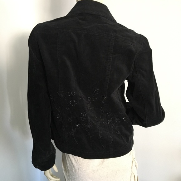 Black embroidered utility jacket velvet - Picture 5 of 7